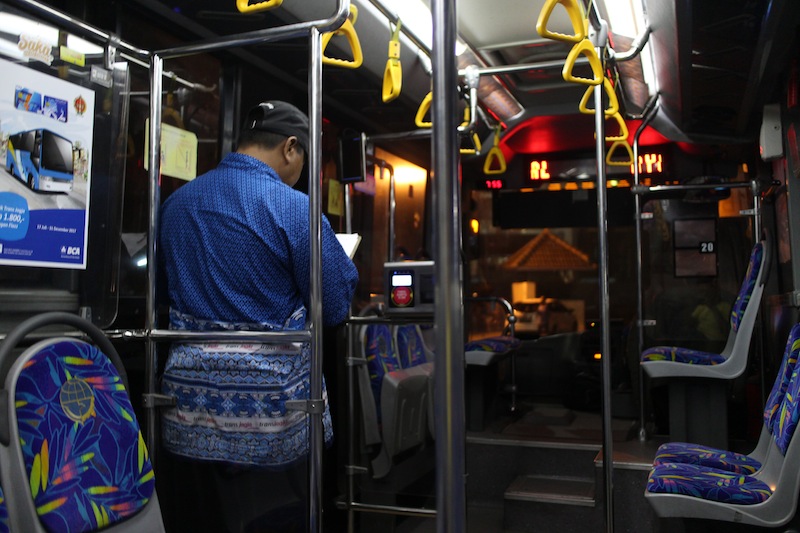 inside the trans jogja bus